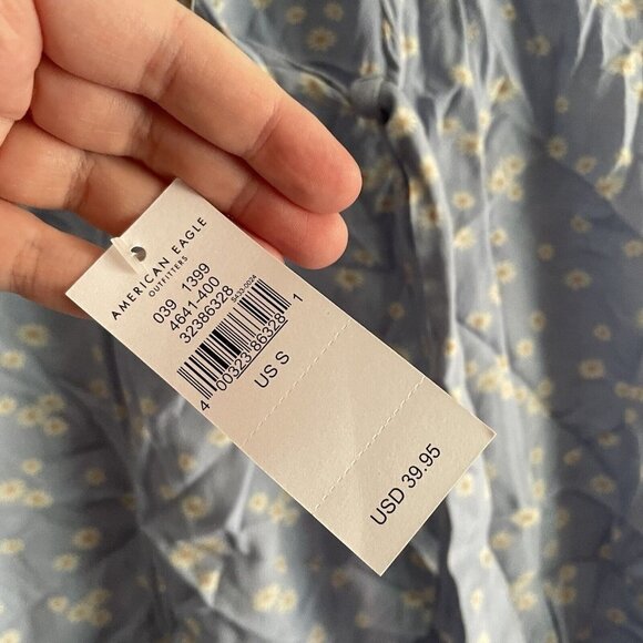 American Eagle Women S Blue Daisy Floral Boho Halter Mini Sundress NWT - Picture 4 of 6